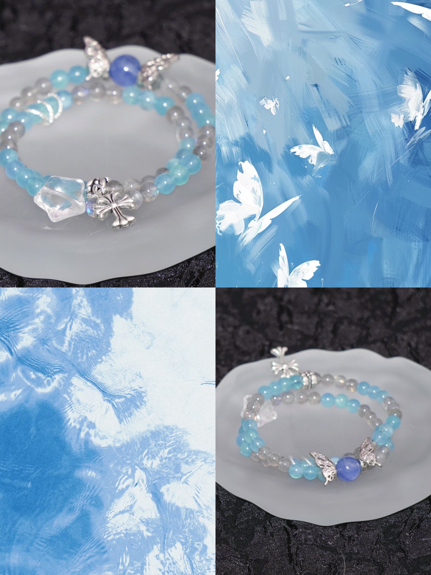 Aquamarine & Grey Moonstone